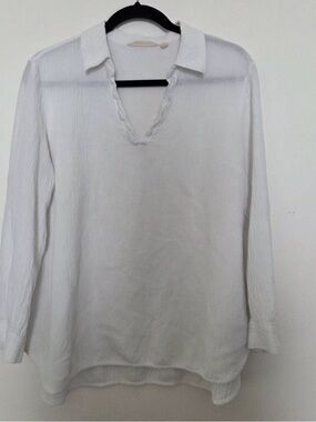 Soft Surroundings White Collared V-Neck Tunic